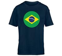 Hippowarehouse Brazil Flag Kids Children's Short Sleeve t-Shirt Navy Blue