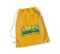 Hippowarehouse Brazil Football World Champions Rio de Janiero Graffiti Street Style Drawstring Cotton School Gym Bag 37cm x 46cm, 12 litres