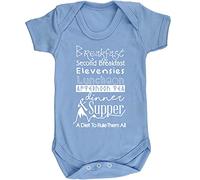 Hippowarehouse Breakfast Second Breakfast Elevensies Luncheon Afternoon Tea Dinner Supper A Diet to Rule Them All Baby Vest Bodysuit (Short Sleeve) Boys Girls
