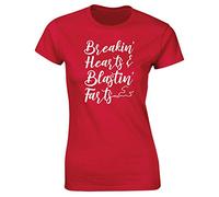 Hippowarehouse Breakin' Hearts and Blastin' Farts Womens Fitted Short Sleeve t-Shirt (Specific Size Guide in Description) Red