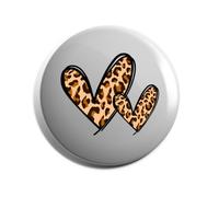 Hippowarehouse Brown Leopard Print Hearts Wild Animal Safari Chic Badge Various Sizes 38mm 50mm 75mm
