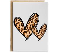 Hippowarehouse Brown Leopard Print Hearts Wild Animal Safari Chic Personalised Card A6 with envelope for him for her Funny Cards for Men and Women Blank inside option