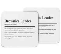 Hippowarehouse Brownies leader dictionary printed coaster gloss finish durable backing 9cm x 9cm 2 pack