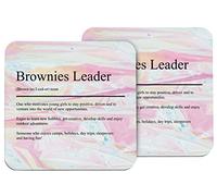 Hippowarehouse Brownies leader dictionary printed coaster gloss finish durable backing 9cm x 9cm 2 pack