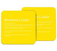 Hippowarehouse Brownies leader dictionary printed coaster gloss finish durable backing 9cm x 9cm 2 pack