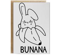 Hippowarehouse Bunana - Bunny Rabbit Birthday Card A5 Personalised with envelope for him for her Funny Cards for Men and Women Blank inside option