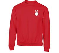 Hippowarehouse Bunny Rabbit Pocket Kids Children's Unisex Jumper Sweatshirt Pullover Red