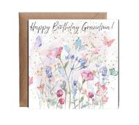 Hippowarehouse Butterfly happy birthday Grandma Personalised Card. 15cm x 15cm with envelope for him for her Funny Cards for Men and Women Blank inside option