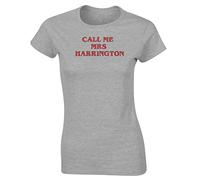 Hippowarehouse Call me Mrs Harrington Steve Hawkins Womens Fitted Short Sleeve t-Shirt (Specific Size Guide in Description) Grey