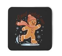 Hippowarehouse can't catch me gingerbread ice skating printed coaster gloss finish durable backing 9cm x 9cm 2 pack