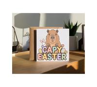 Hippowarehouse Capy Easter capybara Personalised Card. 15cm x 15cm with envelope for him for her Funny Cards for Men and Women Blank inside option