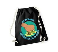 Hippowarehouse capybara appreciation club Drawstring Cotton School Gym Bag 37cm x 46cm, 12 litres