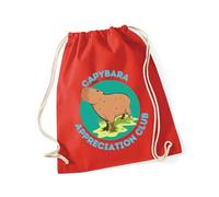 Hippowarehouse capybara appreciation club Drawstring Cotton School Gym Bag 37cm x 46cm, 12 litres
