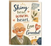 Hippowarehouse Card for grandad shiny head warm heart love you Card - A5 with envelope for him for her Funny Cards for Men and Women