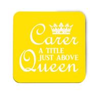 Hippowarehouse carer, a title just above queen printed coaster gloss finish durable backing 9cm x 9cm 2 pack