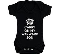 Hippowarehouse Carry On My Wayward Son Baby Vest Bodysuit (Short Sleeve) Boys Girls Black