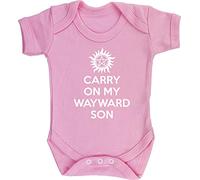 Hippowarehouse Carry On My Wayward Son Baby Vest Bodysuit (Short Sleeve) Boys Girls Light Pink