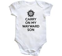 Hippowarehouse Carry On My Wayward Son Baby Vest Bodysuit (Short Sleeve) Boys Girls White