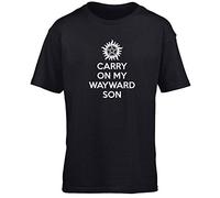 Hippowarehouse Carry On My Wayward Son Kids Children's Short Sleeve t-Shirt Black