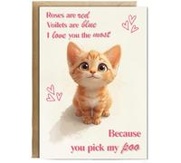 Hippowarehouse Cat I love you the most because you pick up my poo Personalised Card A5 with envelope for him for her Funny Cards for Men and Women Blank inside option