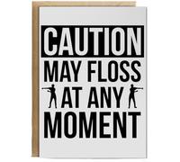 Hippowarehouse Caution may floss at any moment dance Birthday Card A5 Personalised with envelope for him for her Funny Cards for Men and Women Blank inside option