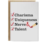Hippowarehouse Charisma uniqueness nerve and talent Birthday Card A5 Personalised with envelope for him for her Funny Cards for Men and Women Blank inside option