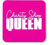 Hippowarehouse Charity Shop Queen printed coaster gloss finish durable backing 9cm x 9cm 2 pack