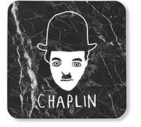 Hippowarehouse Charlie Chaplin portrait pack of 2 coasters gloss finish durable backing 9cm x 9cm