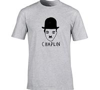 Hippowarehouse Charlie Chaplin Portrait Unisex Short Sleeve t-Shirt Grey