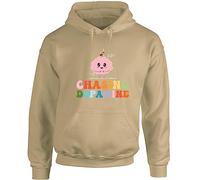 Hippowarehouse Chasing Dopamine Unisex Hoodie Hooded top (Specific Size Guide in Description) Sand