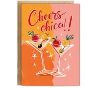 Hippowarehouse Cheers Chica Birthday Card Celebration for Her Personalised Card A6 with envelope for him for her Funny Cards for Men and Women Blank inside option