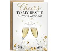 Hippowarehouse Cheers to my bestie on your wedding Personalised Card A5 with envelope for him for her Funny Cards for Men and Women Blank inside option