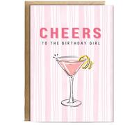 Hippowarehouse Cheers to the birthday girl cocktail Personalised Card A6 with envelope for him for her Funny Cards for Men and Women Blank inside option