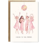 Hippowarehouse Cheers to this moment. Disco ball celebrations bestie Personalised Card A6 with envelope for him for her Funny Cards for Men and Women Blank inside option