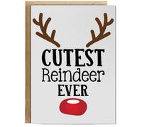 Hippowarehouse Childrens Christmas Design Cutest Reindeer Ever for the Cutest Baby Personalised Card A6 with envelope for him for her Funny Cards for Men and Women Blank inside option
