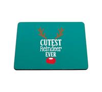 Hippowarehouse Childrens Christmas Design Cutest Reindeer Ever for the Cutest Baby printed mouse mat pad accessory black rubber base 240mm x 190mm x 60mm