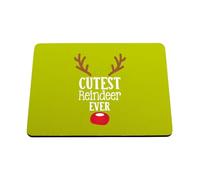 Hippowarehouse Childrens Christmas Design Cutest Reindeer Ever for the Cutest Baby printed mouse mat pad accessory black rubber base 240mm x 190mm x 60mm