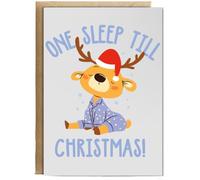 Hippowarehouse Childrens Christmas Eve One Sleep Till Christmas Santas Baby Reindeer Personalised Card A5 with envelope for him for her Funny Cards for Men and Women Blank inside option