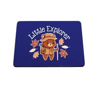 Hippowarehouse Childrens Family Camping Trip Little Explorer Bear printed mouse mat pad accessory black rubber base 240mm x 190mm x 60mm