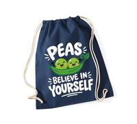 Hippowarehouse Childrens Mental Health Day Peas Believe in Yourself Drawstring Cotton School Gym Bag 37cm x 46cm, 12 litres