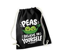 Hippowarehouse Childrens Mental Health Day Peas Believe in Yourself Drawstring Cotton School Gym Bag 37cm x 46cm, 12 litres
