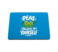Hippowarehouse Childrens Mental Health Day Peas Believe in Yourself printed mouse mat pad accessory black rubber base 240mm x 190mm x 60mm