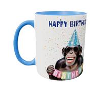 Hippowarehouse Chimp Happy Birthday wrap Printed Mug Various Colour Options Ceramic Cup Kitchenware 11oz
