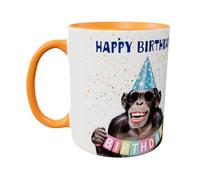 Hippowarehouse Chimp Happy Birthday wrap Printed Mug Various Colour Options Ceramic Cup Kitchenware 11oz
