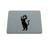 Hippowarehouse Chirstmas black cat chasing snowflakes printed mouse mat pad accessory black rubber base 240mm x 190mm x 60mm