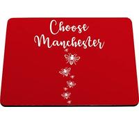 Hippowarehouse Choose Manchester printed mouse mat pad accessory black rubber base 240mm x 190mm x 60mm
