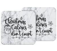 Hippowarehouse Christmas calories don't count printed coaster gloss finish durable backing 9cm x 9cm 2 pack
