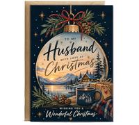 Hippowarehouse Christmas card for Husband with love bauble Card - A6 with envelope for him for her Funny Cards for Men and Women