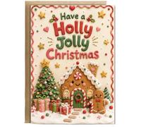 Hippowarehouse Christmas card ginger bread house have a holly jolly clay style Card - A5 with envelope for him for her Funny Cards for Men and Women