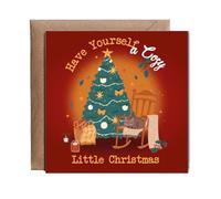 Hippowarehouse Christmas Card Have Yourself a Cozy Little Christmas Personalised Card. 15cm x 15cm with envelope for him for her Funny Cards for Men and Women Blank inside option